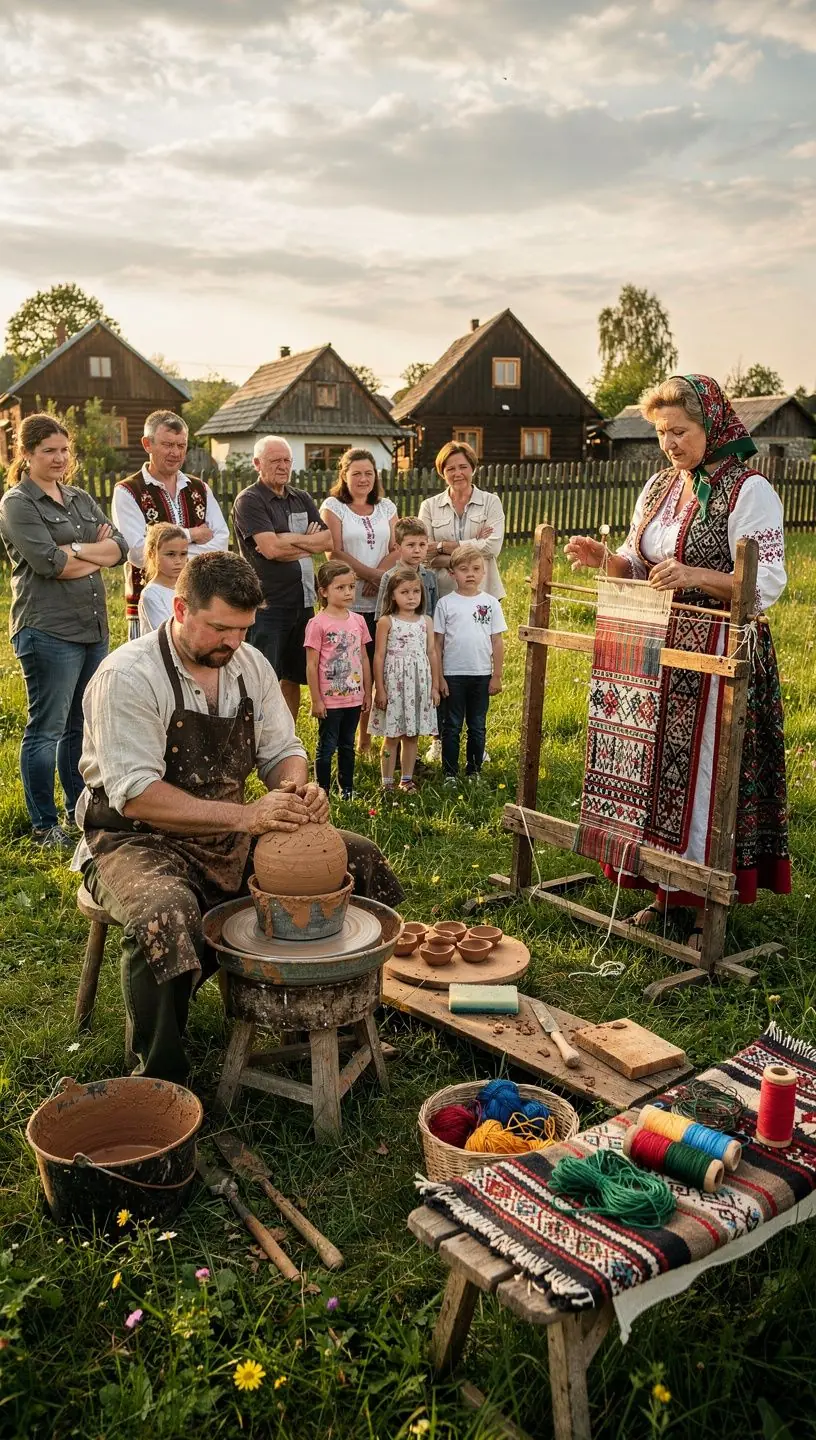 An open-air museum displaying various folk artifacts, highlighting the rich ethnographic heritage of Slovak rural life.